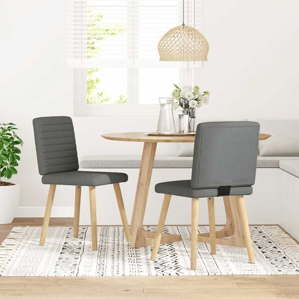 vidaXL Dining Chairs 2 pcs Dark Grey Fabric