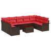 vidaXL Garden Sofa Set with Cushion 10 pcs Brown Poly Rattan