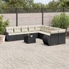 vidaXL 11 Piece Garden Sofa Set with Cushions Black Poly Rattan