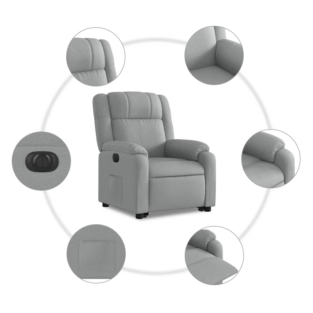 vidaXL Electric Stand up Recliner Chair Light Grey Fabric