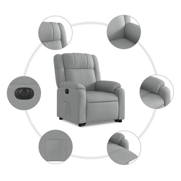 vidaXL Electric Stand up Recliner Chair Light Grey Fabric