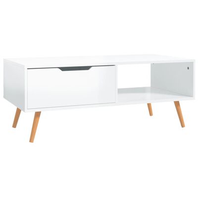 vidaXL Coffee Table High Gloss White 100x49.5x43 cm Engineered Wood