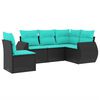 vidaXL 5 Piece Garden Sofa Set with Cushions Black Poly Rattan