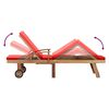 vidaXL Sun Lounger with Cushion Solid Teak Wood Red