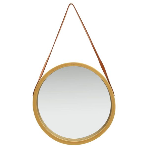 vidaXL Wall Mirror with Strap 50 cm Gold