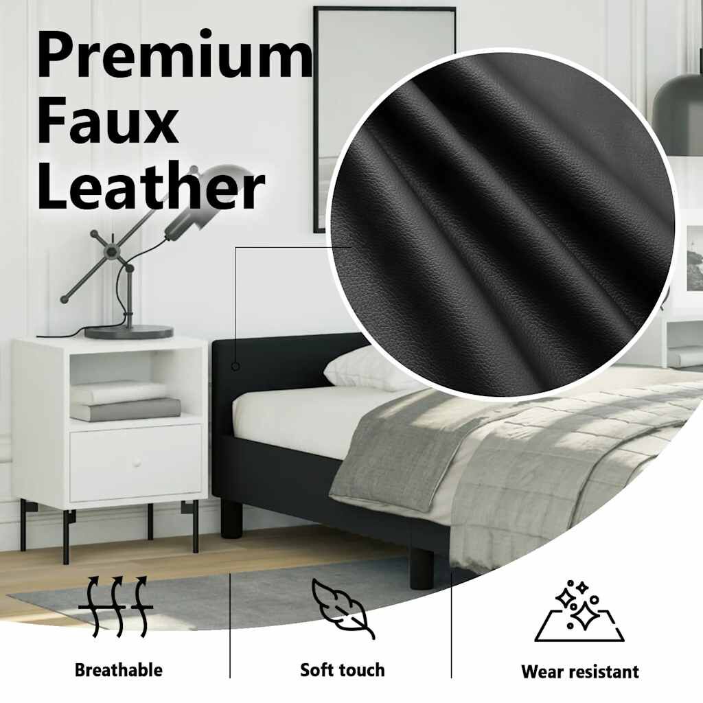 vidaXL Bed Frame without Mattress Black Twin Faux Leather