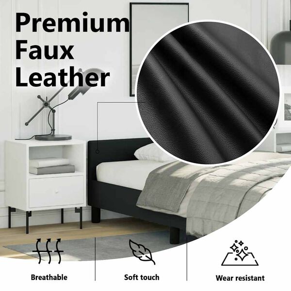 vidaXL Bed Frame without Mattress Black Twin Faux Leather