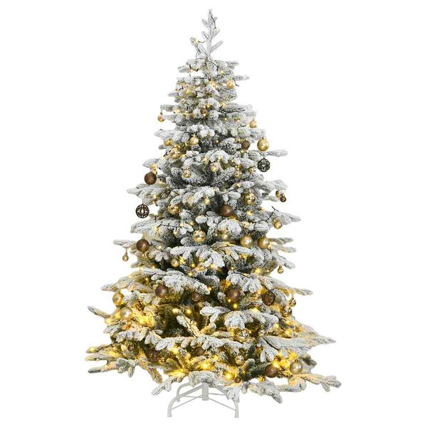 vidaXL Artificial Hinged Christmas Tree 300 LEDs & Ball Set 210 cm