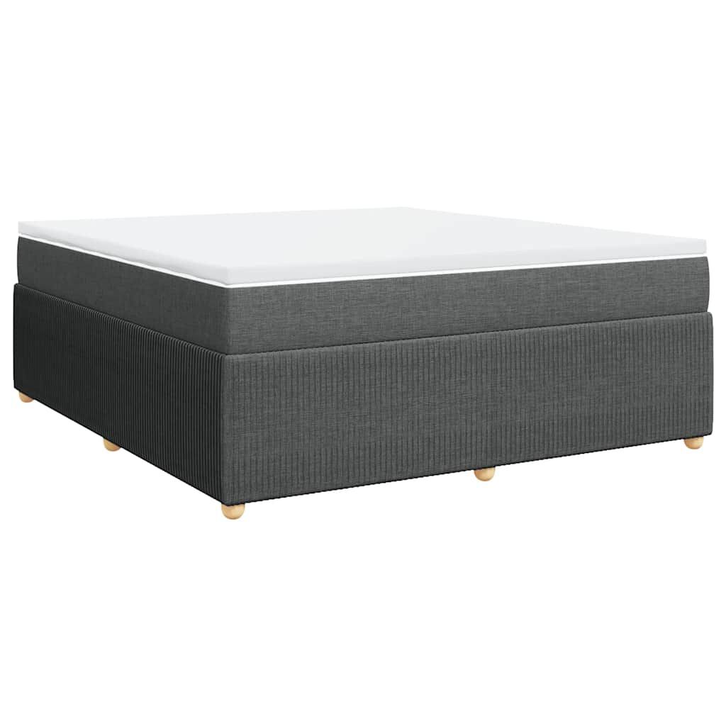 vidaXL Box Spring Bed with Mattress Dark Grey California King Fabric