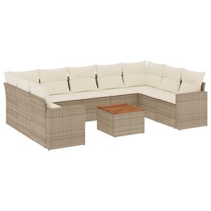 vidaXL 10 Piece Garden Sofa Set with Cushions Beige Poly Rattan