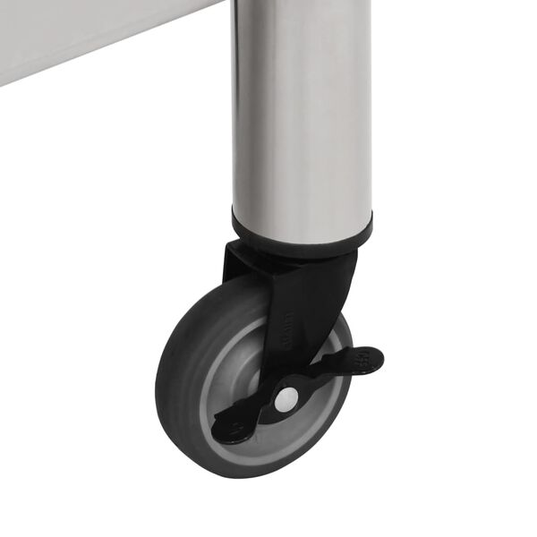 vidaXL Kitchen Work Table with Wheels 100x60x85 cm Stainless Steel