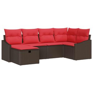 vidaXL Sofa Set with Cushion with Storage 6 pcs Brown Poly Rattan