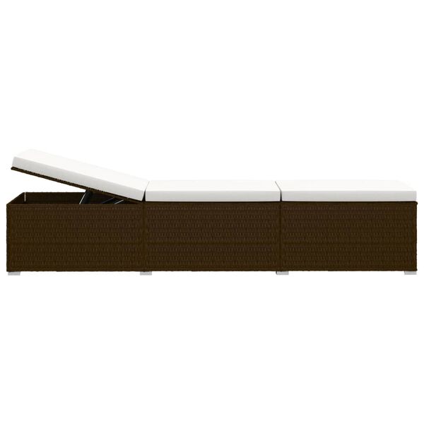 vidaXL 3 Piece Garden Sun Loungers with Tea Table Poly Rattan Brown