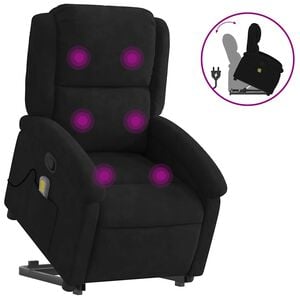 vidaXL Stand up Massage Recliner Chair Black Velvet