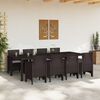 vidaXL Garden Dining Set 9 pcs Brown Polt rattan
