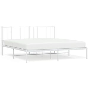 vidaXL Metal Bed Frame without Mattress with Headboard White 193x203cm