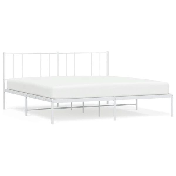 vidaXL Metal Bed Frame without Mattress with Headboard White 193x203cm