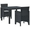 vidaXL Garden Dining Set 3 pcs Anthracite Polt rattan