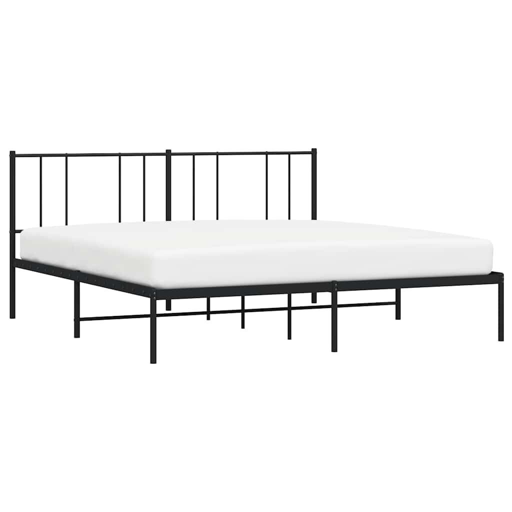 vidaXL Metal Bed Frame without Mattress with Headboard Black 193x203cm