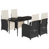 vidaXL 5 Piece Garden Dining Set with Cushions Black Poly Rattan