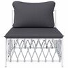 vidaXL Garden Middle Sofa with Cushions White Woven Fabric
