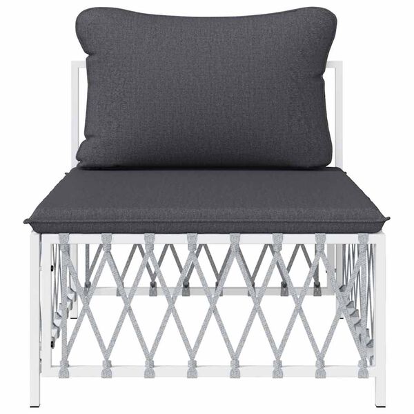 vidaXL Garden Middle Sofa with Cushions White Woven Fabric