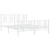 vidaXL Metal Bed Frame without Mattress with Footboard White 150x200cm