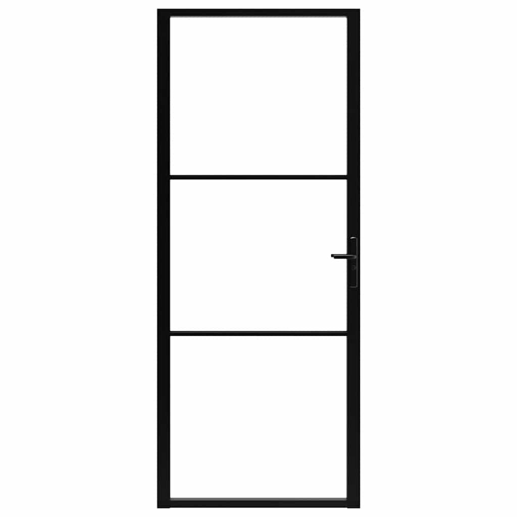vidaXL Interior Door ESG Glass and Aluminium 93x201.5 cm Black
