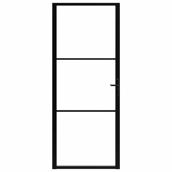 vidaXL Interior Door ESG Glass and Aluminium 93x201.5 cm Black
