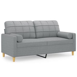 vidaXL 2-Seater Sofa with Throw Pillows Light Grey 140 cm Fabric