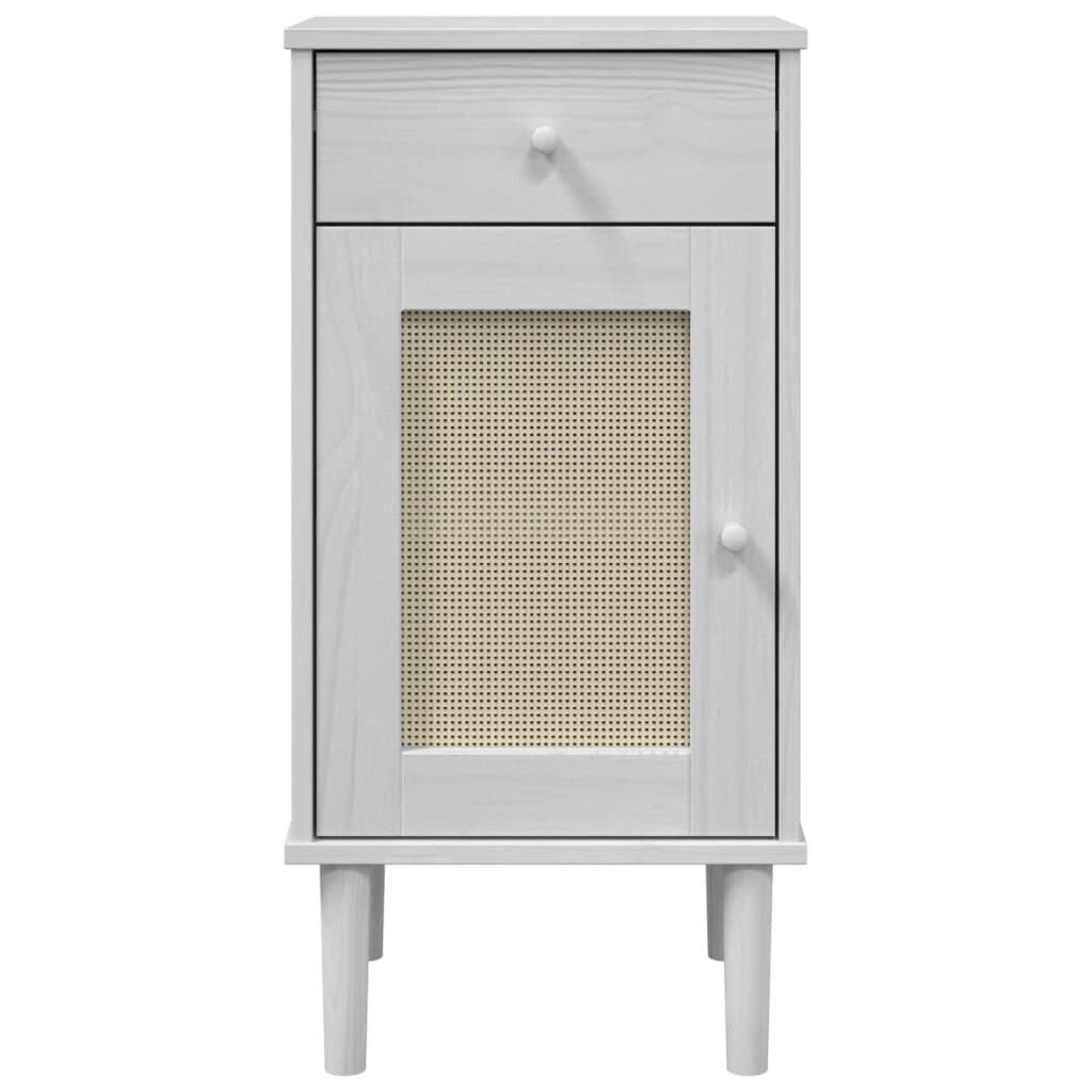 vidaXL Bedside Cabinet SENJA Rattan Look White 40x35x80 cm Solid Wood Pine