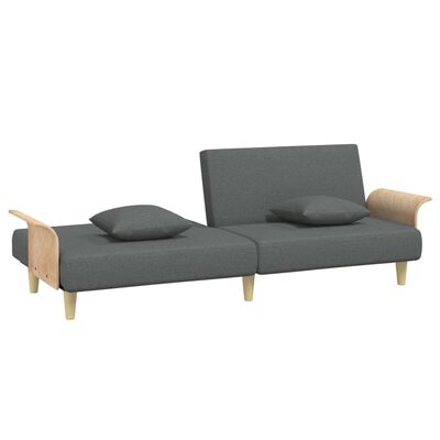 vidaXL Sofa Bed with Armrests Dark Grey Fabric