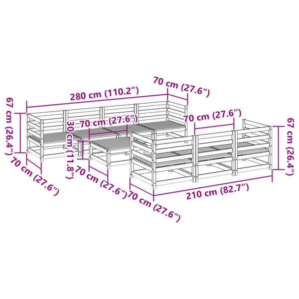vidaXL 8 Piece Garden Sofa Set Solid Wood Pine