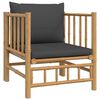 vidaXL Garden Sofa with Dark Grey Cushions Bamboo