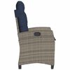 vidaXL Reclining Garden Chair with Cushions Grey Poly Rattan