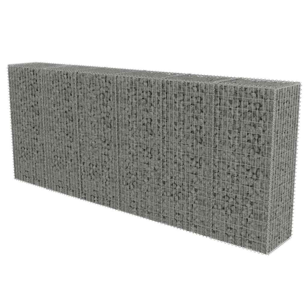 vidaXL Gabion Wall with Covers Galvanised Steel 300x50x150 cm
