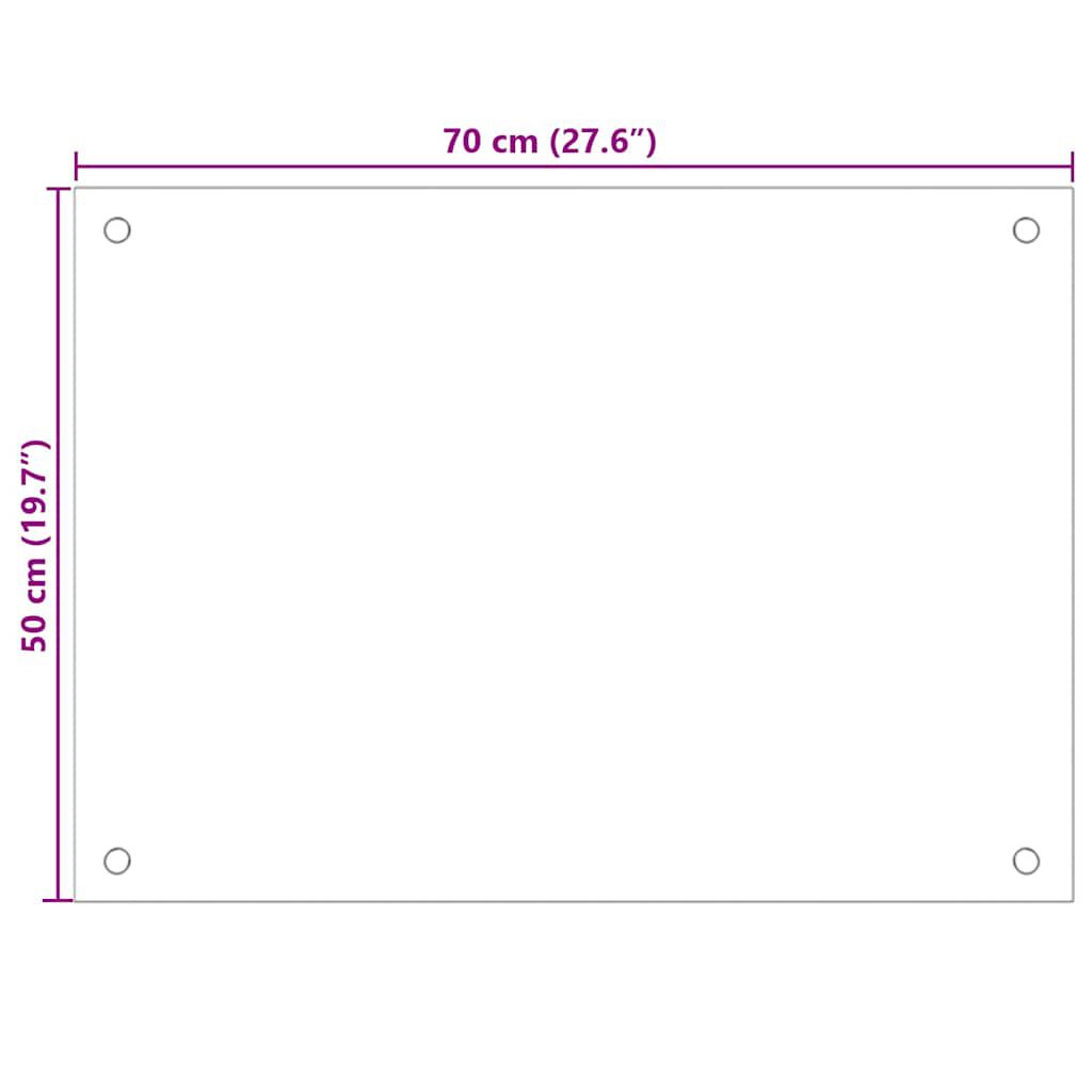 vidaXL Kitchen Backsplash White 70 x 50 cm Tempered Glass