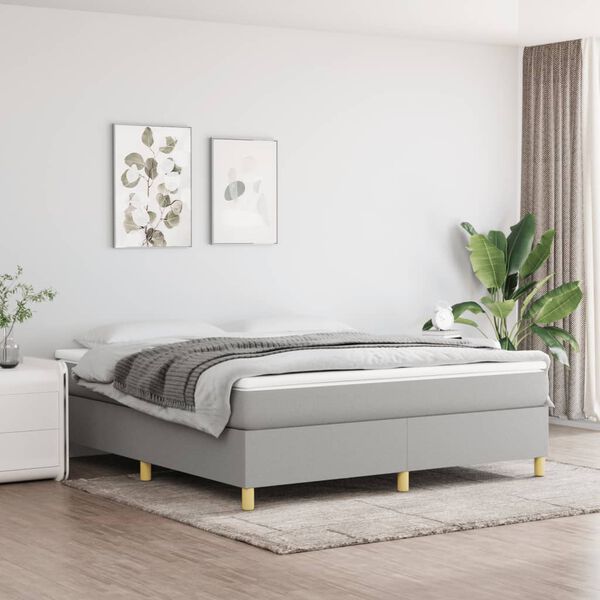 vidaXL Box Spring Bed Frame Light Grey California King Fabric (US Only)