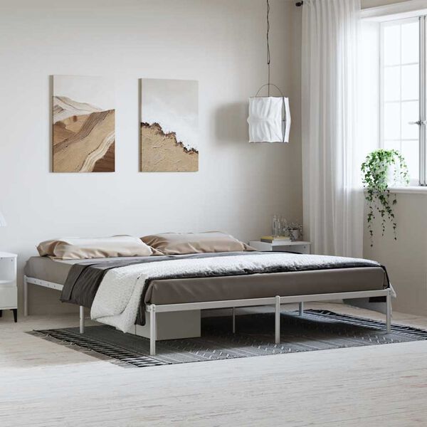 vidaXL Metal Bed Frame without Mattress White 183x213cm