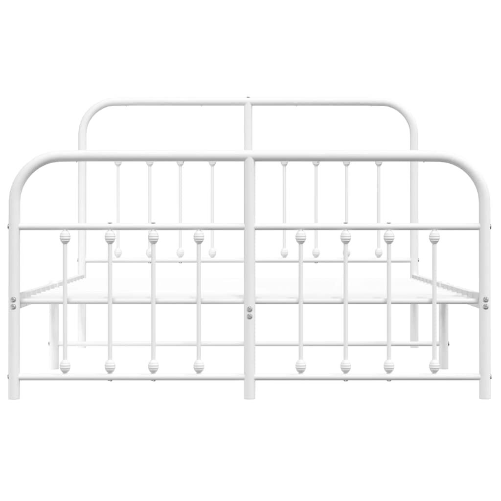 vidaXL Metal Bed Frame without Mattress with Footboard White 150x200cm