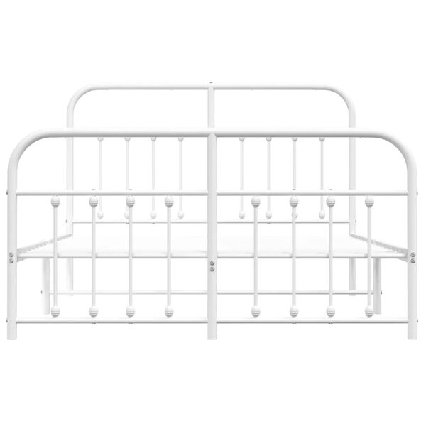 vidaXL Metal Bed Frame without Mattress with Footboard White 150x200cm