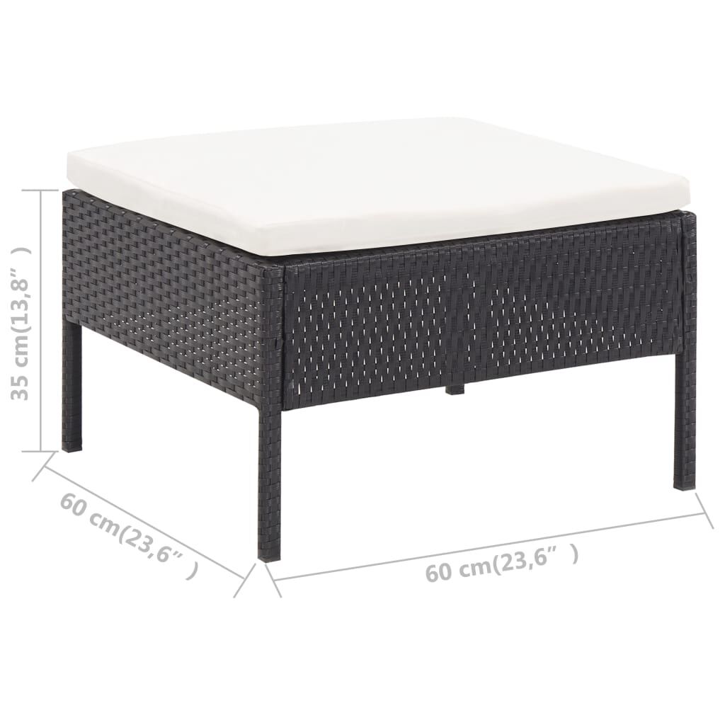 vidaXL 3 Piece Garden Lounge Set with Cushions Poly Rattan Black