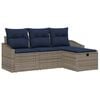vidaXL Sofa Set with Cushion with Storage 4 pcs Grey Poly rattan