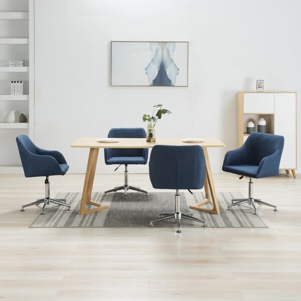 vidaXL Swivel Dining Chairs 4 pcs Blue Fabric