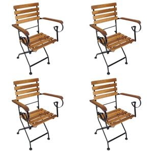 vidaXL Folding Garden Chairs 4 pcs Steel and Solid Wood Acacia