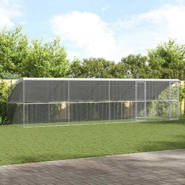 vidaXL Chicken Cage Silver 800 x 200 x 198.5 cm Galvanised steel