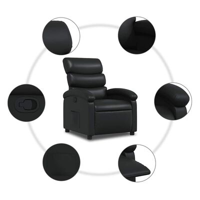 vidaXL Recliner Chair Black Faux Leather
