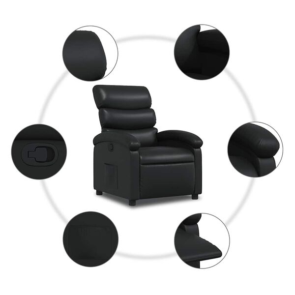 vidaXL Recliner Chair Black Faux Leather