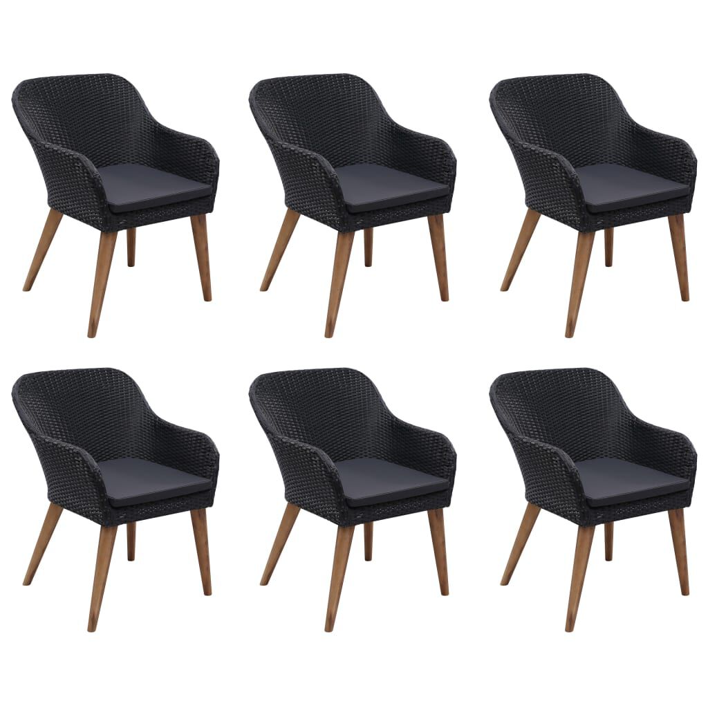 vidaXL 7 Piece Garden Dining Set Black