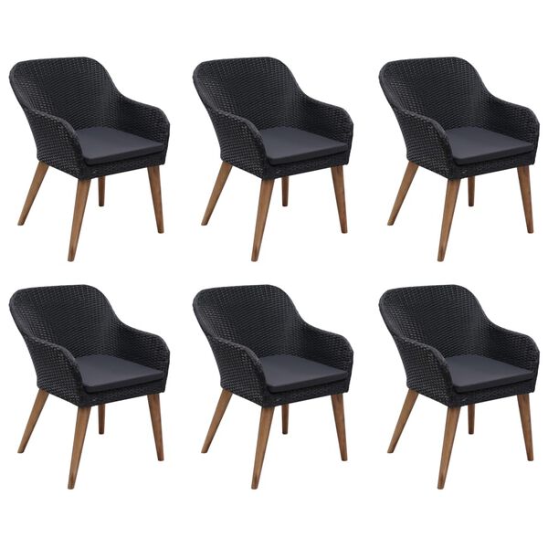 vidaXL 7 Piece Garden Dining Set Black